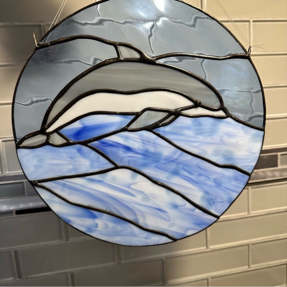 Stained Glass Dolphin Suncatcher